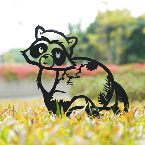 Garden Decor Art - Metal Raccoon Silhouettes Lawn Ornaments, Festival Decorations